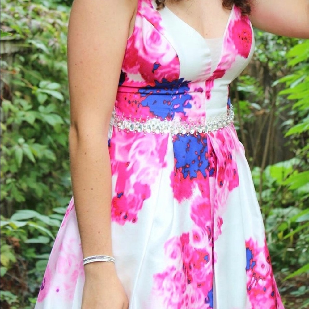 Floral print semi formal dress